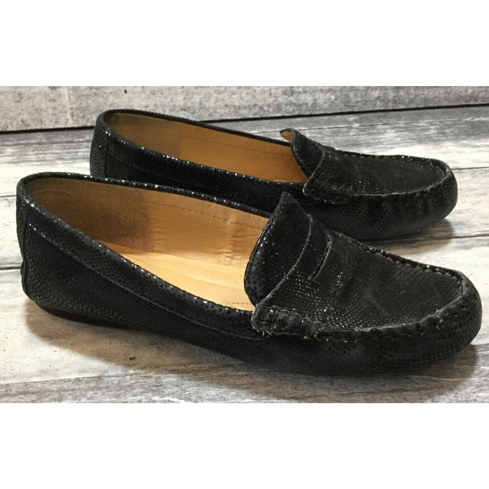 Naturalizer Women's Lohan Black Leather Flat Slip On Loafers Shoes Size 7W